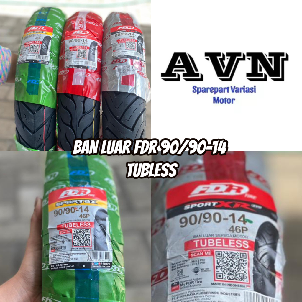 BAN LUAR FDR 90/90-14 TUBELESS || BAN LUAR MATIC RING 14 FDR 90/90-14 TUBLESS