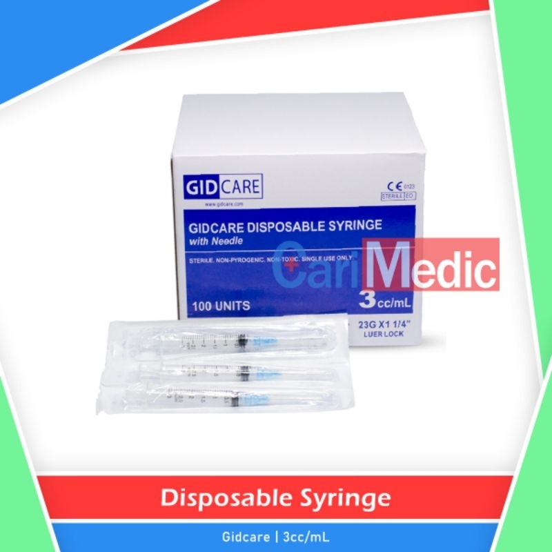 Gidcare Disposable Syringe 3ml | Spuit 3cc Jarum Suntik Steril