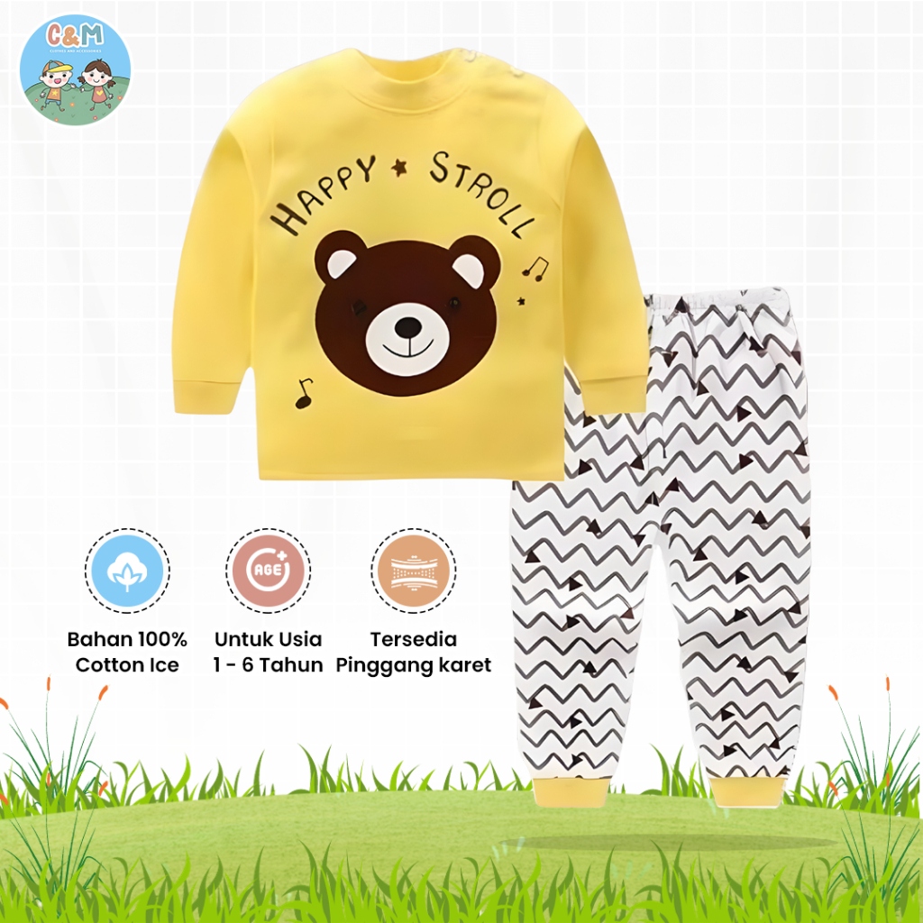 Setelan Anak Perempuan Laki-Laki Usia 1 Sampai 6 Tahun Baju Tidur Impor Bahan Katun Lembut Premium