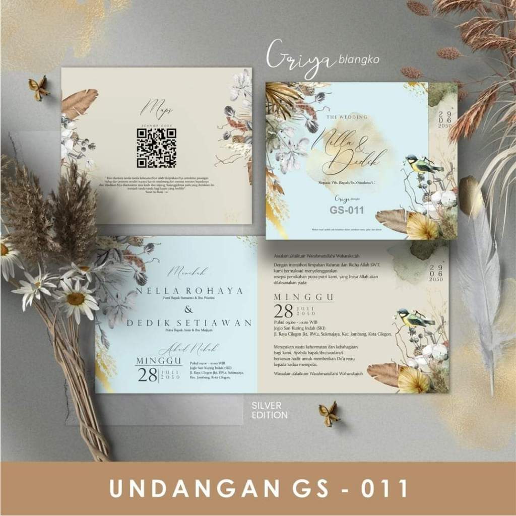Cetak undangan pernikahan Blangko Griya Silver Seri 2