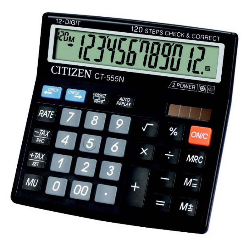 

ART C62W Kalkulator citizen CT555N layar lebar 12 digit check correct