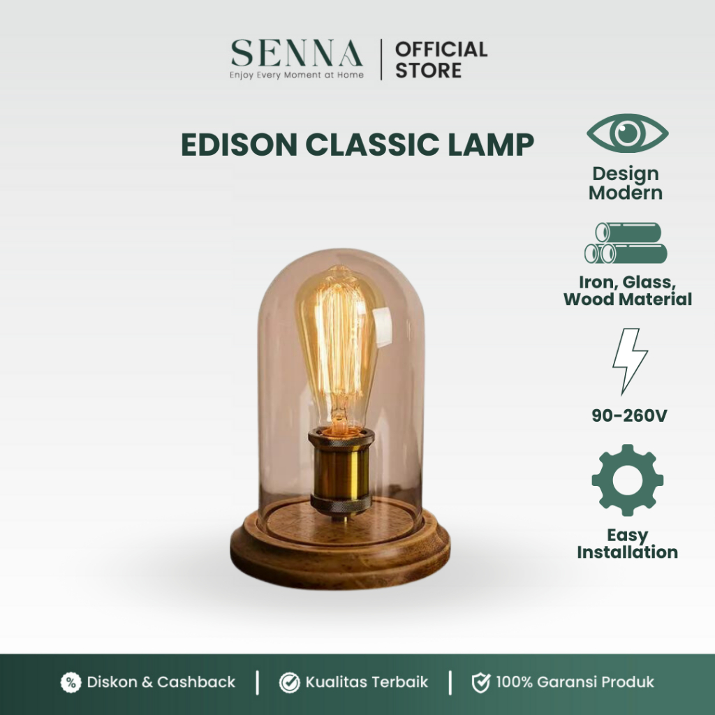 EDISON Lampu Meja Classic Kamar Hias Lampu Antik LED Retro Vintage