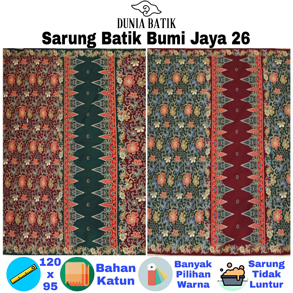 Sarung Batik Bumi Jaya 26 Halus Warna Dasar Cerah Ukuran Dewasa Kain Murah Bawahan Jarik Tradisional