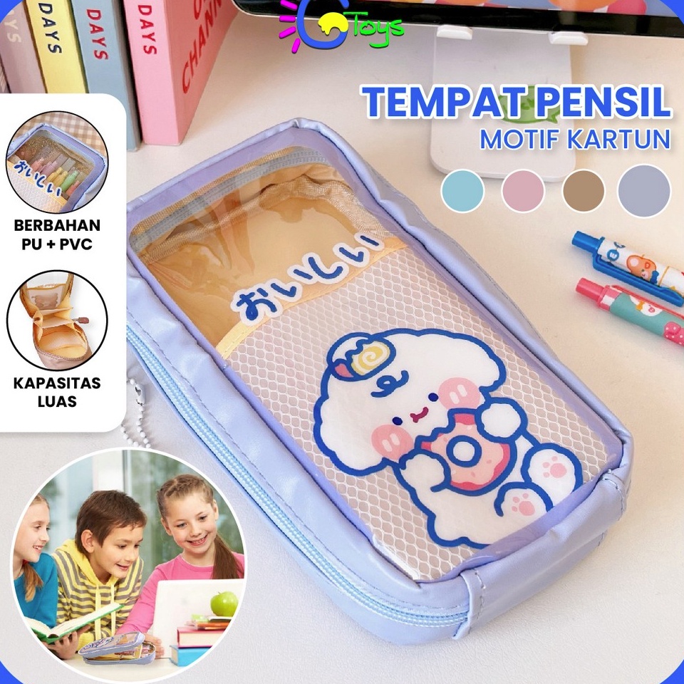 

ART S17R CRA61 Tempat Pensil Anak Transparan Motif Kartun Pencil Case Multifungsi Ala Korea Pouch Serbaguna Tempat Alat Tulis Tempat Pulpen Perlengkapan Sekolah