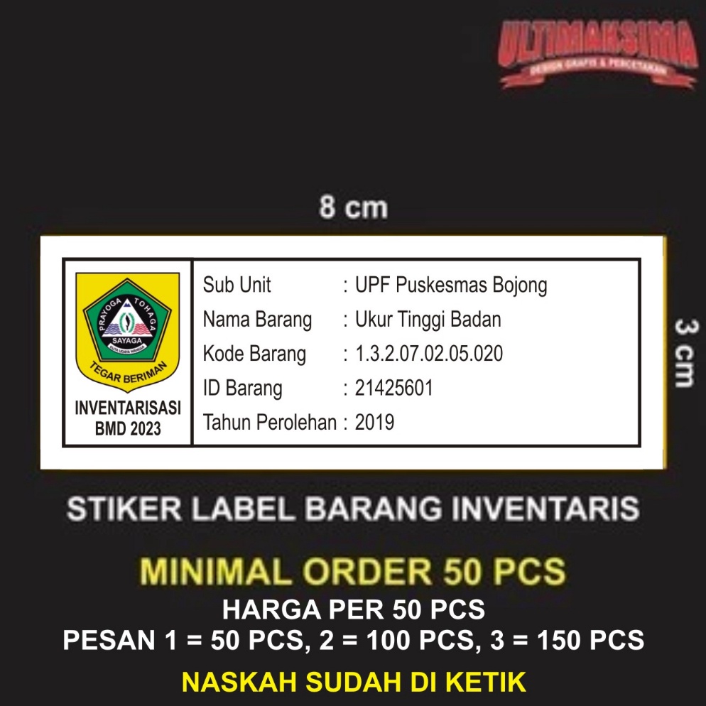 

ART N63U Stiker Inventaris Barang Puskesmas InstansiSekolah sudah diketik