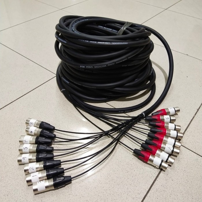 Snake Kabel isi 8 Komplit + Konektor Jack XLR Male-Female 30 Meter