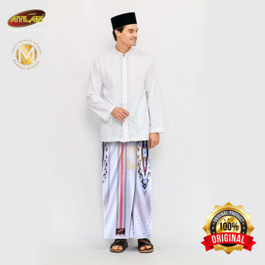 Sarung ATLAS Idaman 555 Kembang Motif BHS SWL 02 Warna Putih