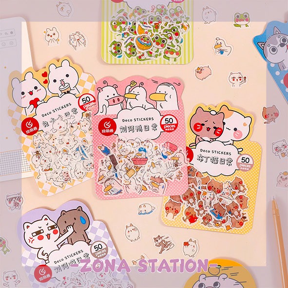 

[ZS] 50 PCS / Sticker Deco Lucu Transparant Decorating Journaling Scrapbook