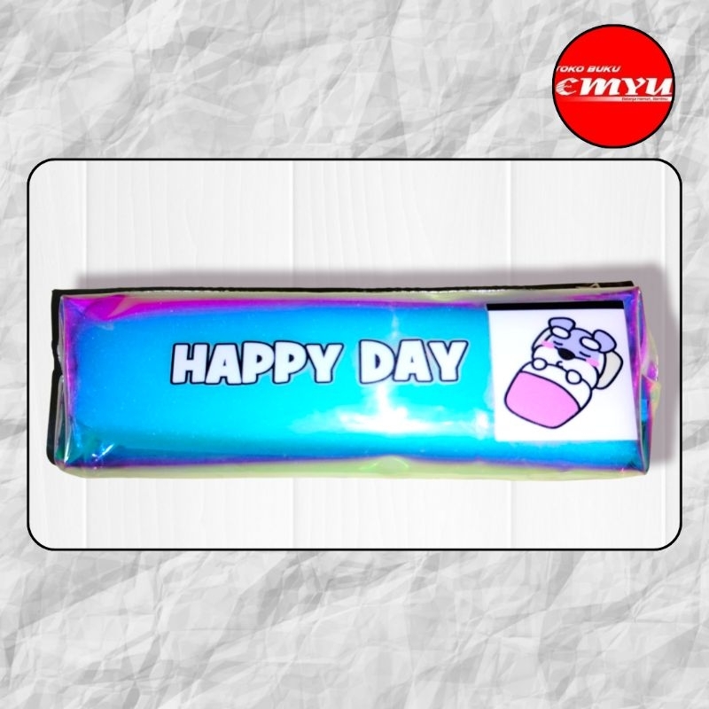 

Kotak Pensil / Pensil Case Resleting Hologram Happy Day