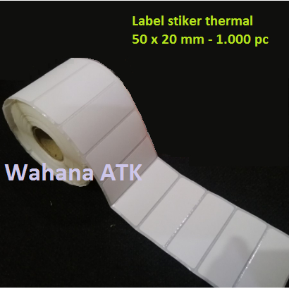 

Label Stiker Thermal 50x20 mm 1 Line Core 1 Inch Isi 1000 Pcs