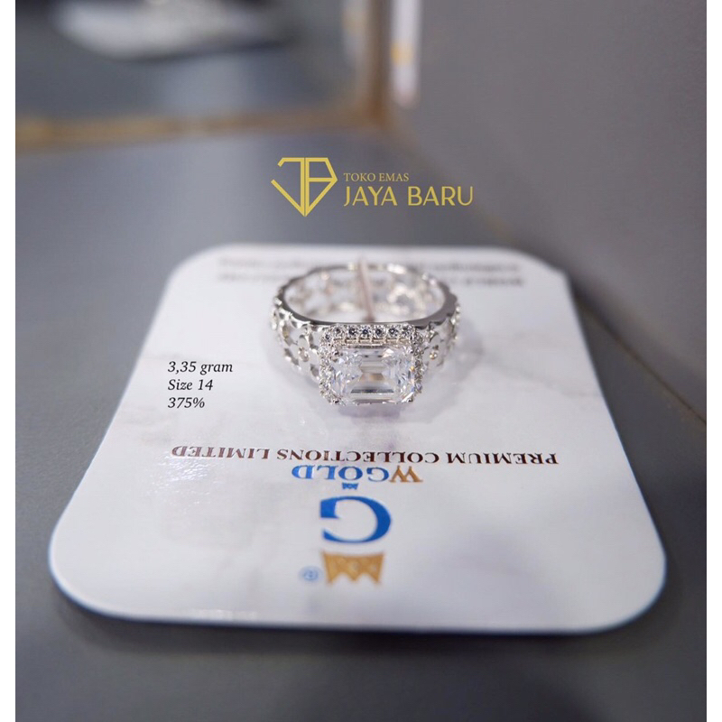 cincin motif segi 4 panjang mata keiling variasi vc samping putih