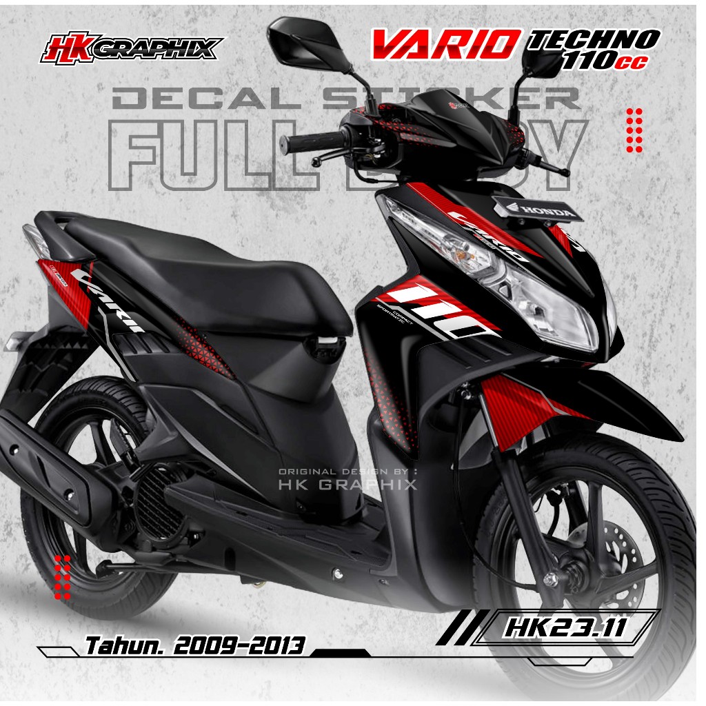 Decal Stiker Full body Vario 110 Techno Karbu 2009 2010 2011 2012 2013 Livery Malaysia HK 23.11