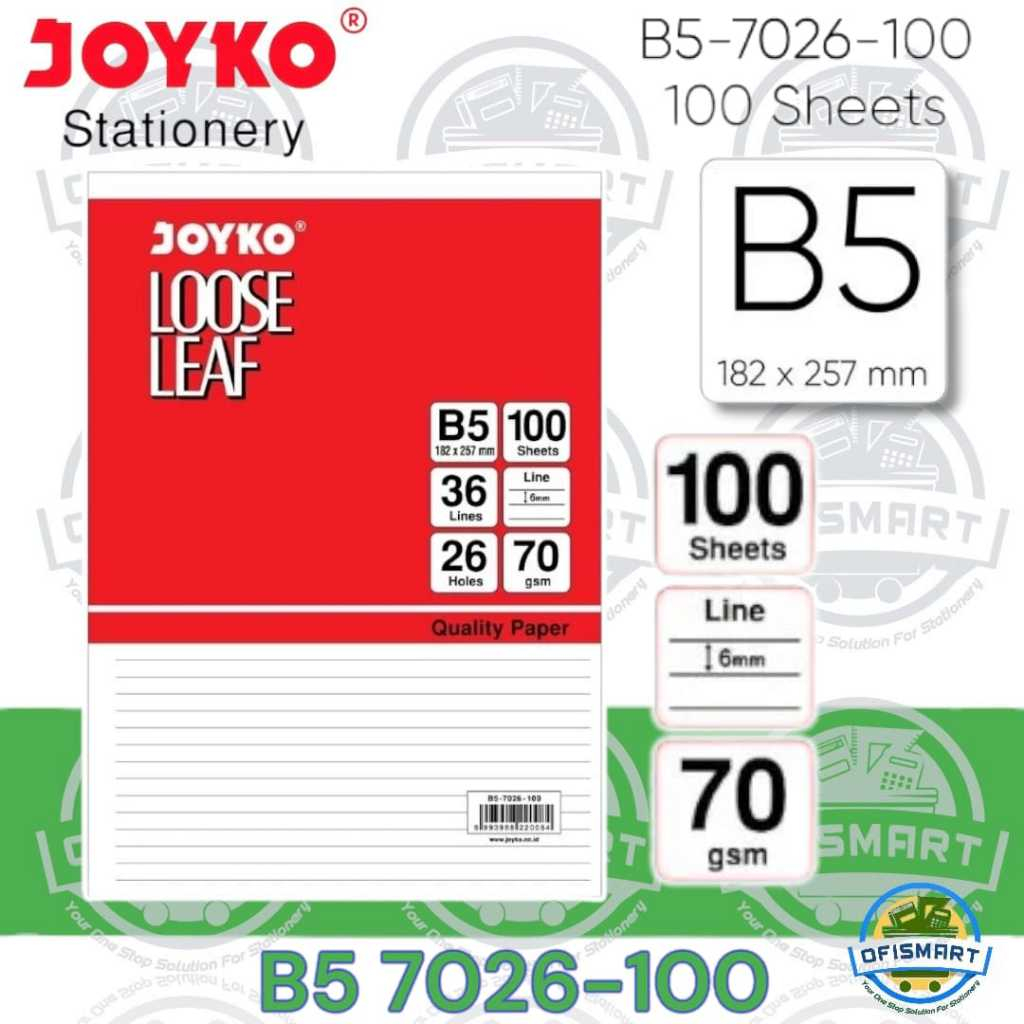 

Joyko Loose Leaf Isi Kertas File Binder B5 7026-100 | Garis