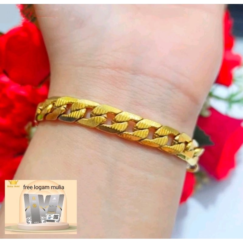 Gelang Rantai Titanium Wanita Dan Pria Asli Ori Import Perhiasan Anti Karat Anti Luntur Lapis Emas
