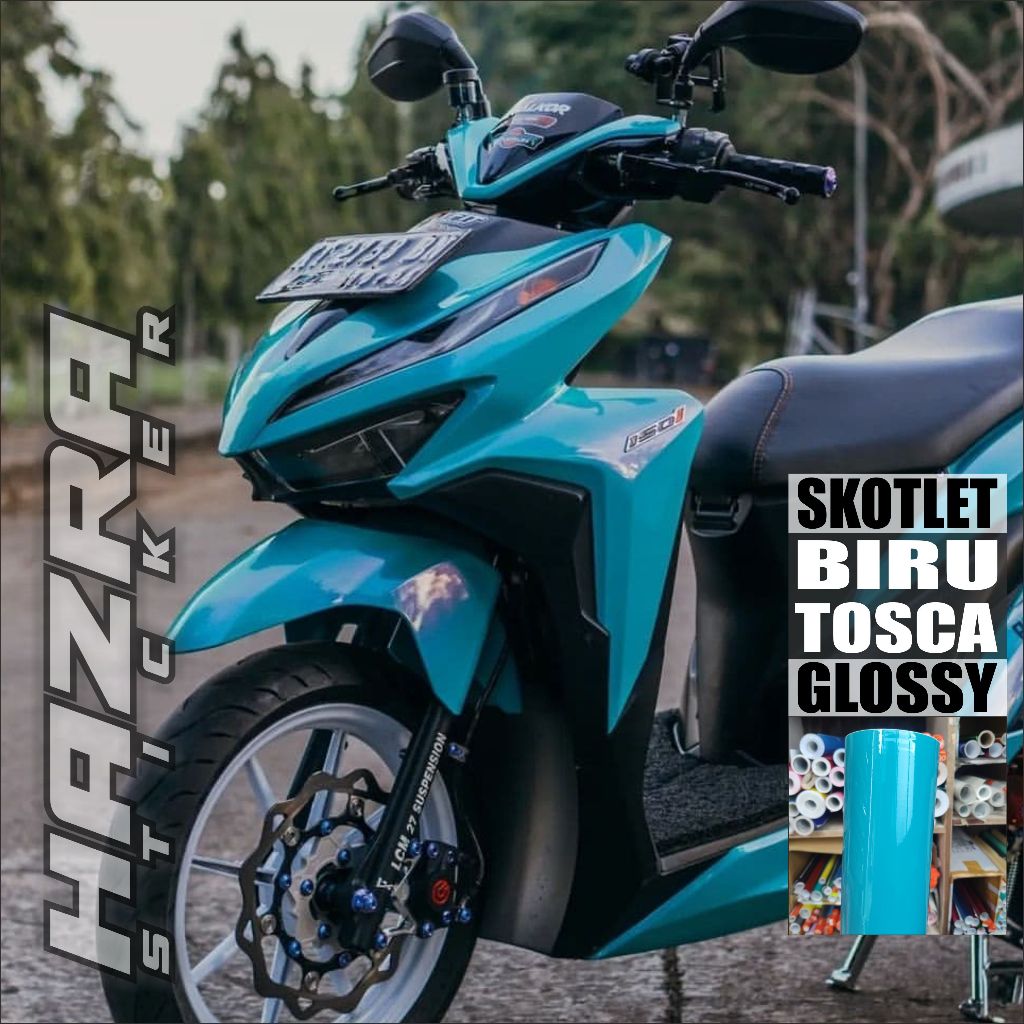 Skotlet  Sticker Biru Tosca Doff Glossy Scotlet Dop Gloss  Skotlet Sticker Motor Mobil Otomotif Leba