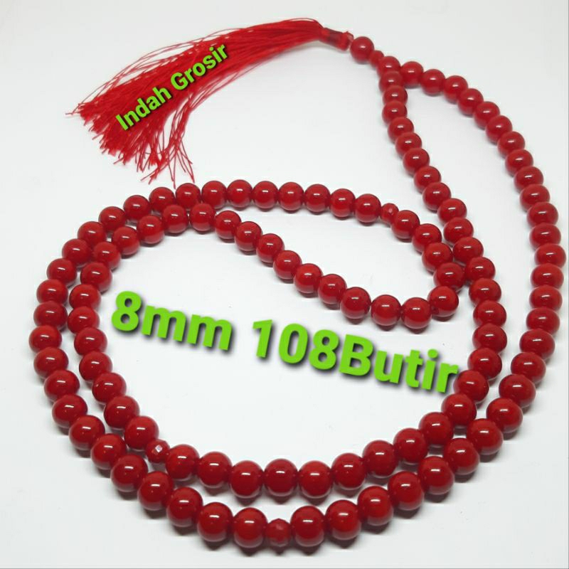 TASBIH BATU MARJAN 108BUTIR 8MM ORIGINAL