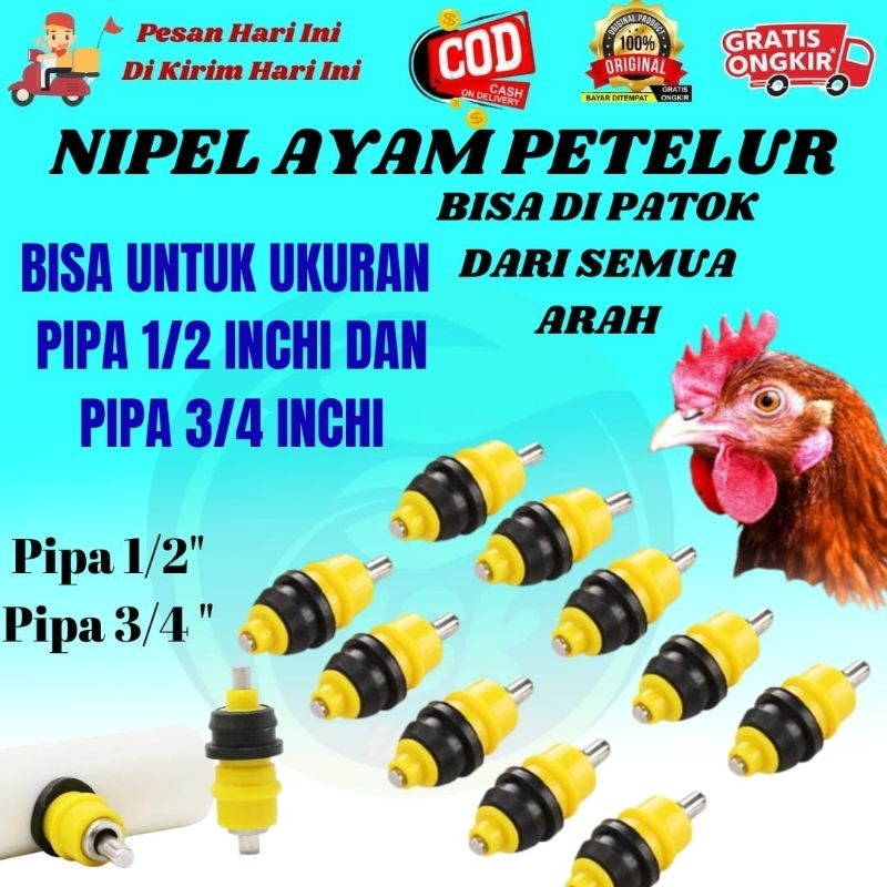 Nipel Nipel Nepel Ayam Petelur Bisa Untuk Ukuran Pipa 1/2 Inchi Dan Pipa 3/4 Inchi Nepel Ayam Stainl
