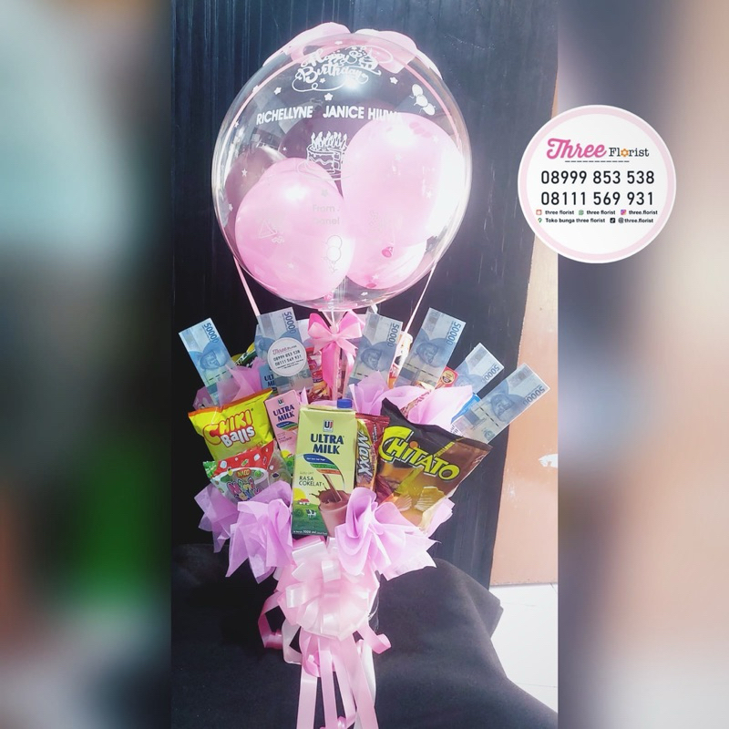 hadiah ucapan ulang tahun / box bunga balon snack / hadiah ucapan
