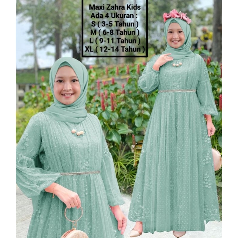 Pakaian Gamis Anak Perempuan Dan Remaja Abg Terbaru Kekinian Viral Model Tangan Balon/Maxi Zahra Kid