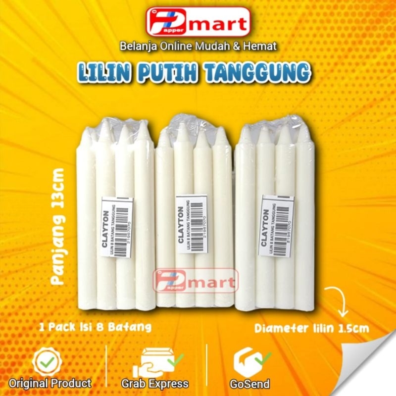 Lilin Lampu Mati / Lilin Putih Tanggung / Lilin Putih Polos / Lilin Putih Murah / Lilin Isi 8 Batang