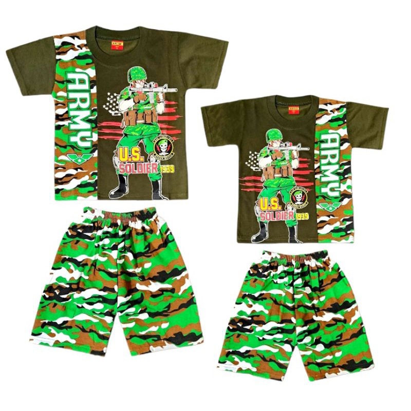 SETELAN BAJU ANAK LAKI-LAKI KARAKTER_ ARMY _USIA1-10 TAHUN.