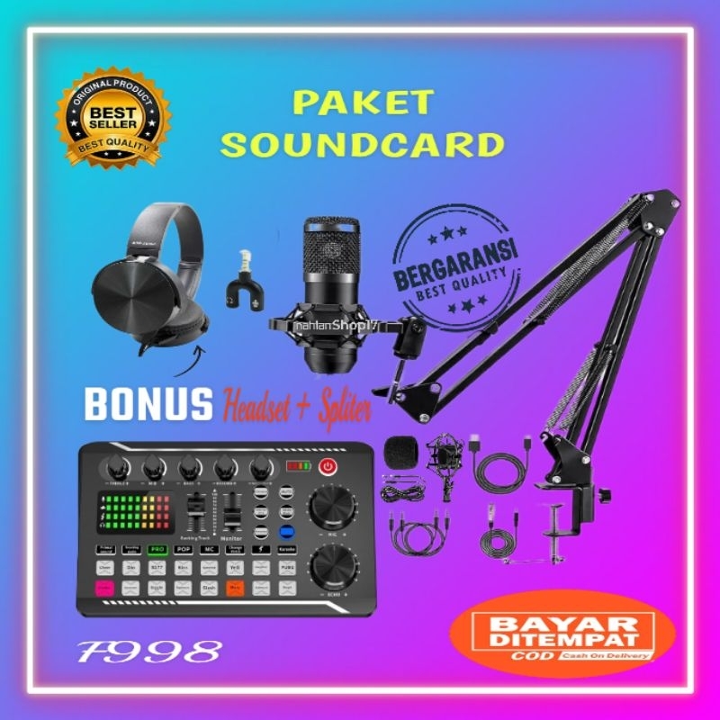 PAKET KOMPLIT SOUNDCARD F998 CONDENSER MIC MICROPHONE BM800 PAKET LENGKAP SOUND CARD F998 Laptop