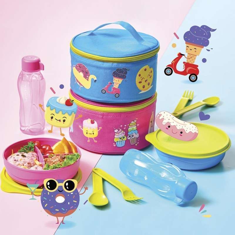 Tupperware Pink Sweety&Blue Yummy Set Makan|Tempat Makan Bekal Anak