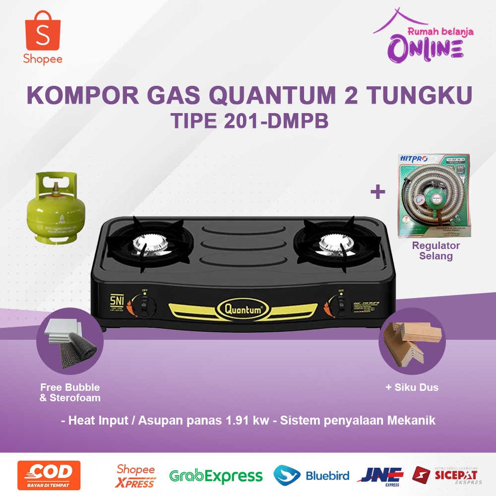 KOMPOR GAS 2 TUNGKU QGC - 201 DMPB KOMPOR QUANTUM ORIGINAL KOMPOR GAS 2 TUNGKU QUANTUM