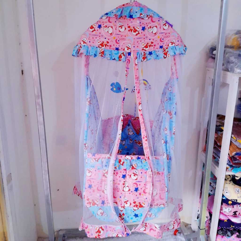 Ayunan Bayi + Gantungan Mainan Anak / Ayunan Bayi Kelambu Resleting