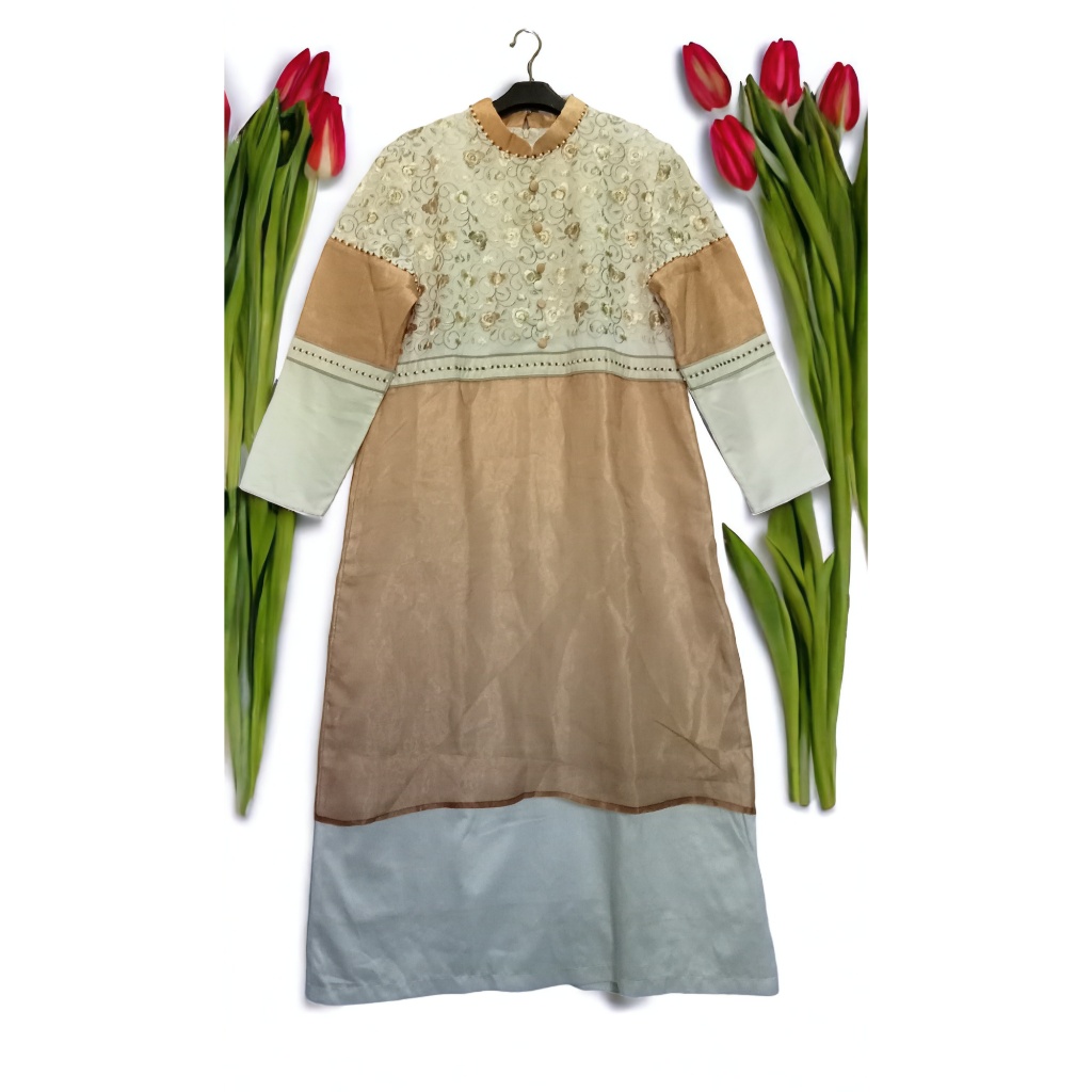 GAMIS PESTA PUTIH GOLD BROKAT LD 106 PB 120