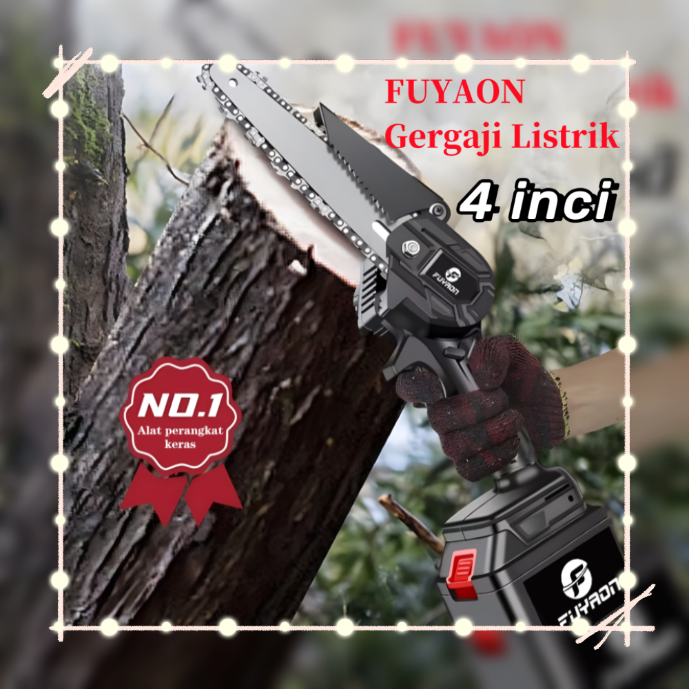 FUYAON  4 inci Gergaji Listrik Chainsaw Mini Gergaji Listrik Alat Pemangkasan Genggam Portabel Caban