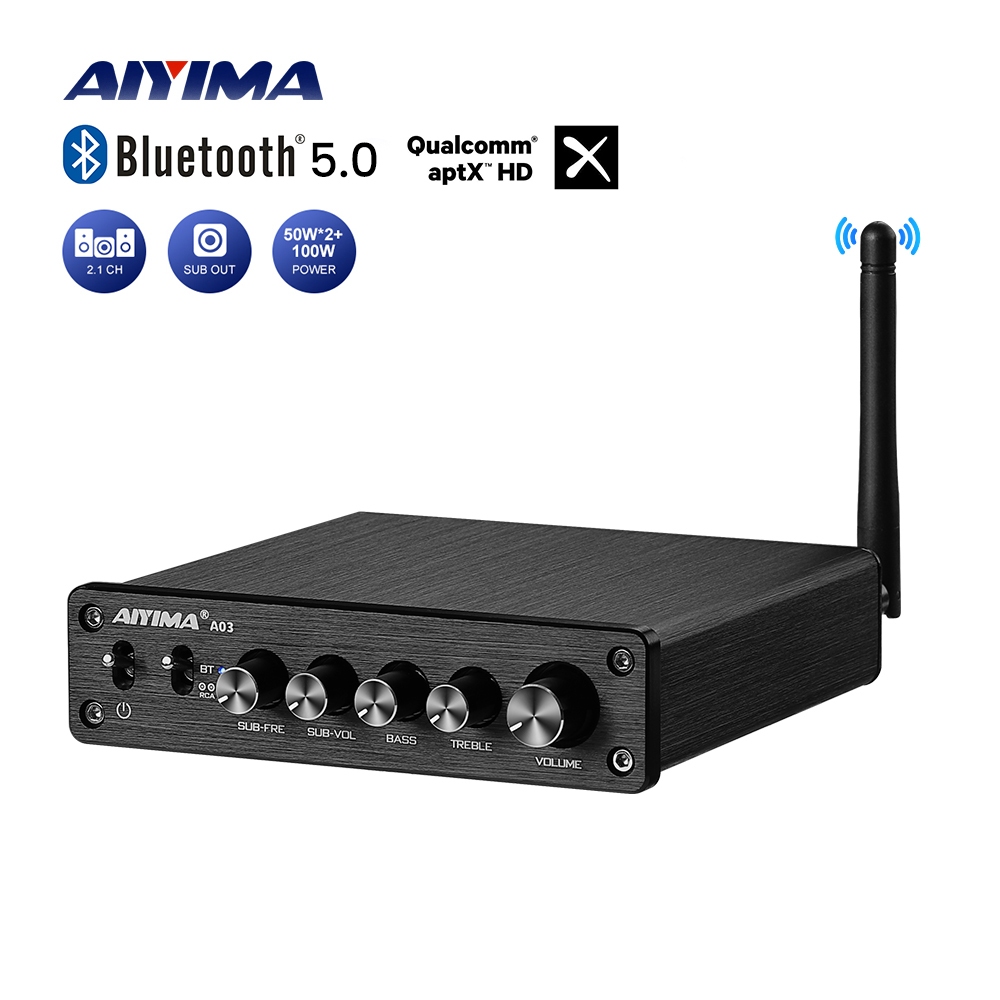 AIYIMA A03 Amplifier 50Wx2+100W TPA3116 Subwoofer Amplifier Bluetooth HiFi TPA3116D2 2.1 Digital Pow