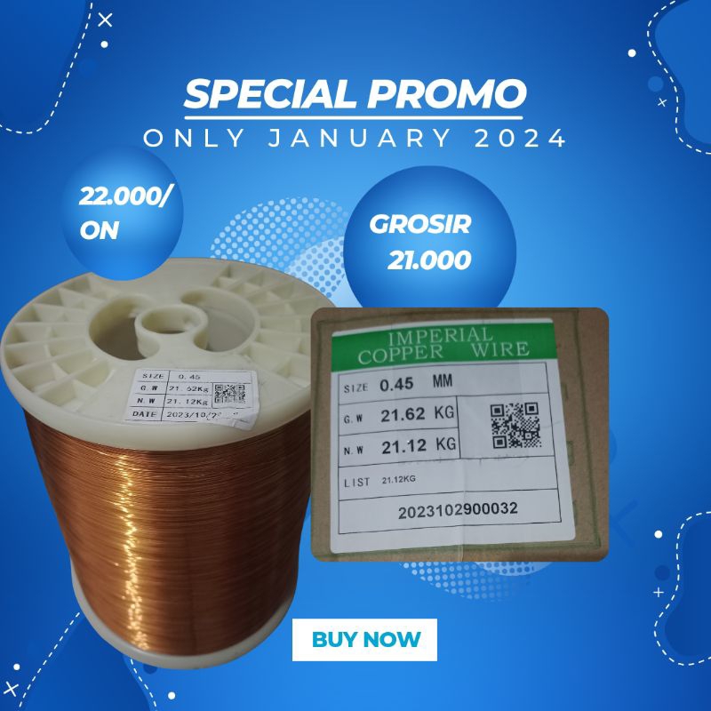 Kawat Tembaga Malaysia 0.45 mm