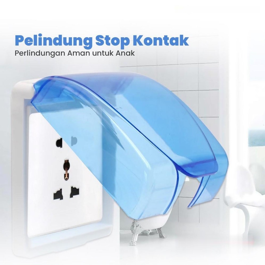 RALALI - Kotak Cover Tutup StopKontak Waterproof Biru - Box Tutup Colokan Listrik Anti Air Pengaman 