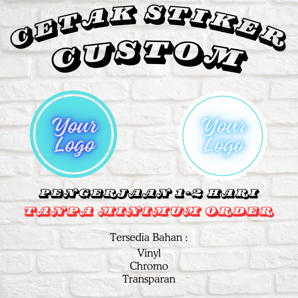 

Cetak Stiker A3+ Custom Berkualitas [Tanpa Minimum Order] Bahan Chromo / Vinyl / Transparan