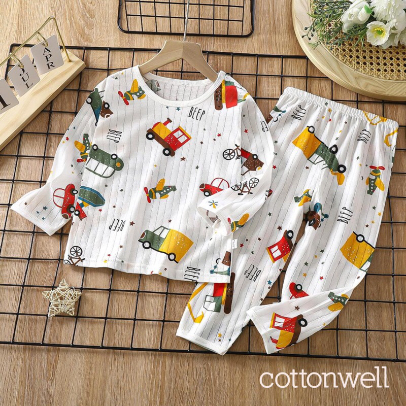 PIYAMA ANAK LAKI-LAKI IMPORT MOTIF MOBIL PESAWAT