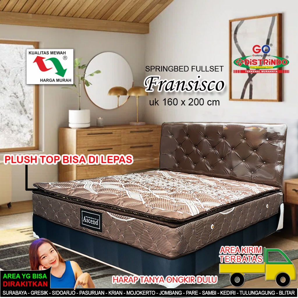 Kasur /Springbed set Divan dan Sandaran / Springbed Plushtop