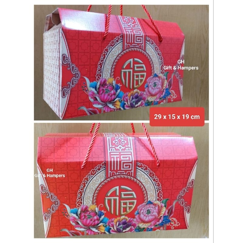 Box Imlek Bisa isi Kue 4 Toples 500gr Kotak Hampers CNY Hard Box+Tali