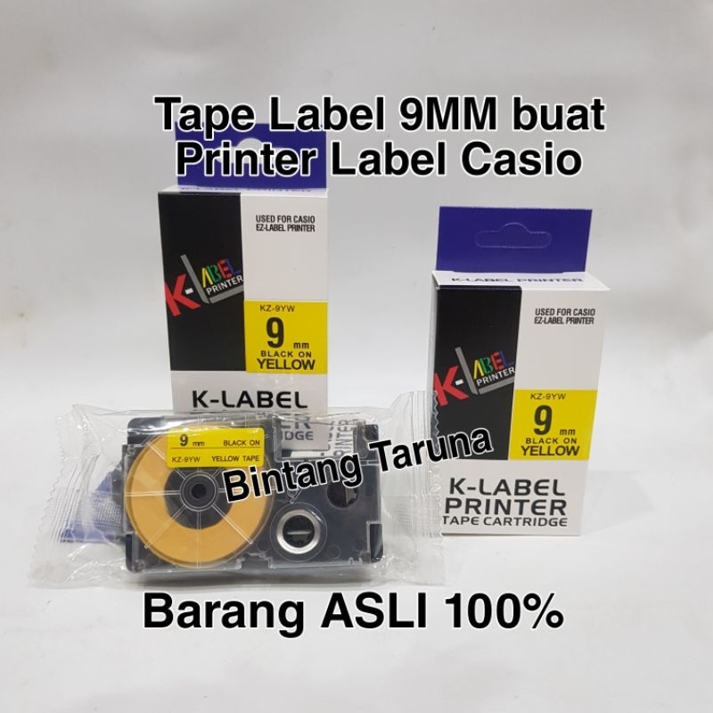 

Tape label 9mm KZ-9YW for EZ-Label Printer Casio Tape Label 9 mm K-Label KZ-9YW