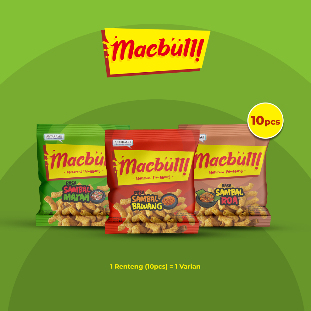 

Macbulli All Varian 10 Pcs @ 25Gr - Makaroni Pedas Rasa Sambal Nusantara (Renceng-an)