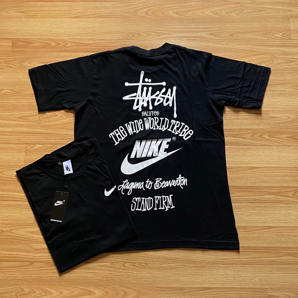 Kaos Pria shirt Stussy x Nike World Tour Black