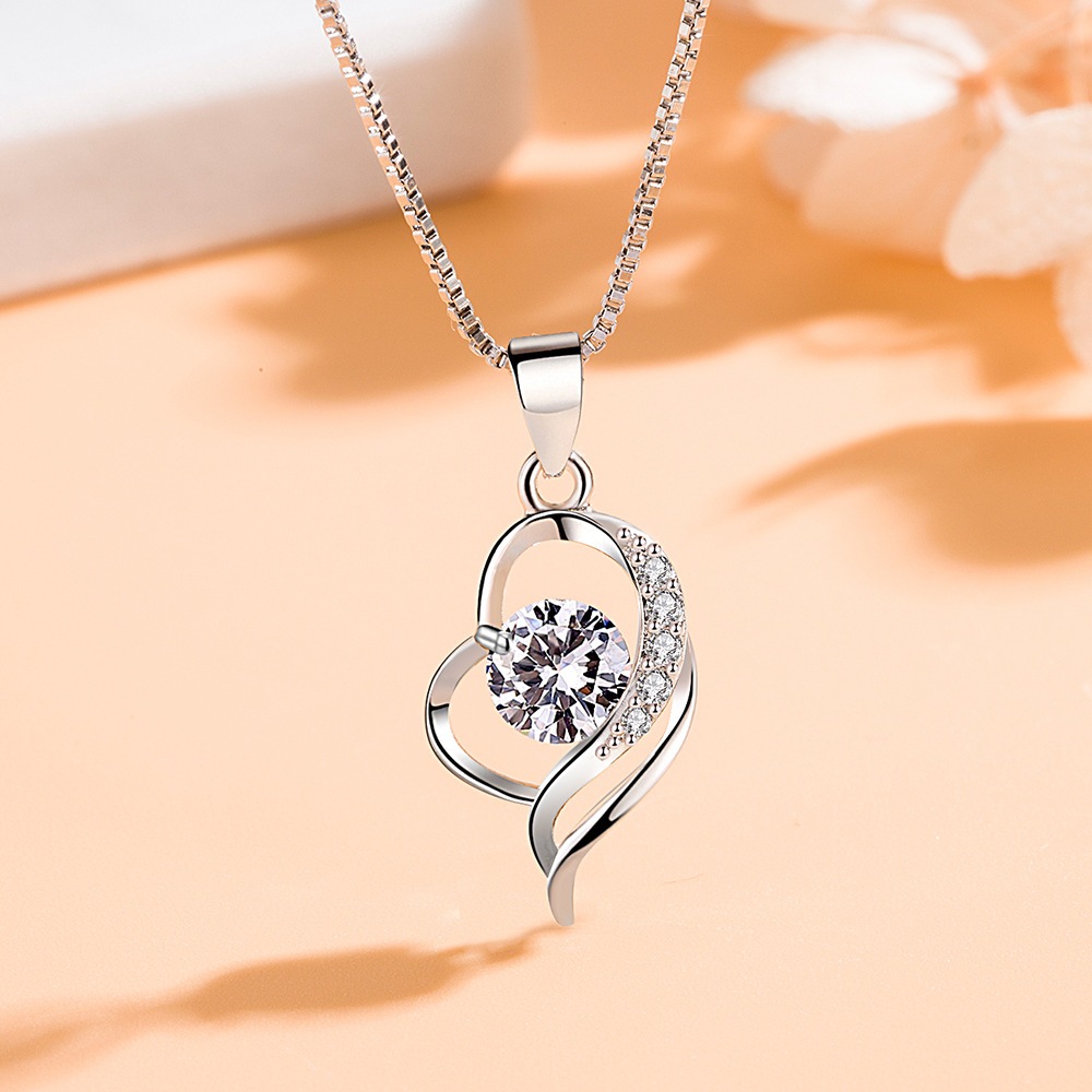 kotak hadiah Diawetkan Mawar Asli Kalung berlian berbentuk hati Set Hadiah Buatan Tangan Sempurna untuk