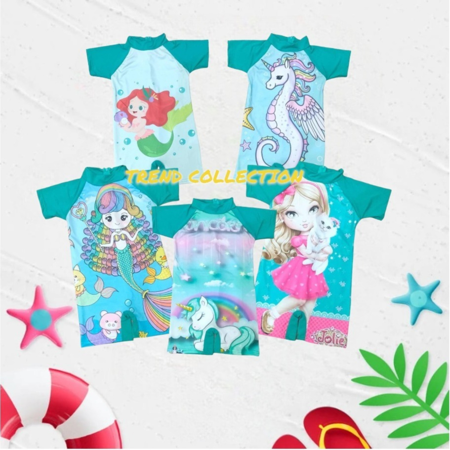BAJU RENANG ANAK PEREMPUAN BAJU RENANG ANAK 1-3 TAHUN MOTIF PRINT KARAKTER