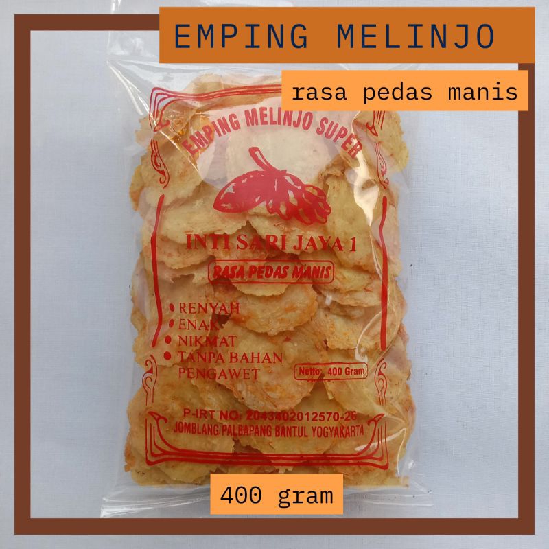 

emping melinjo mentah pedas manis kemasan 400 gram
