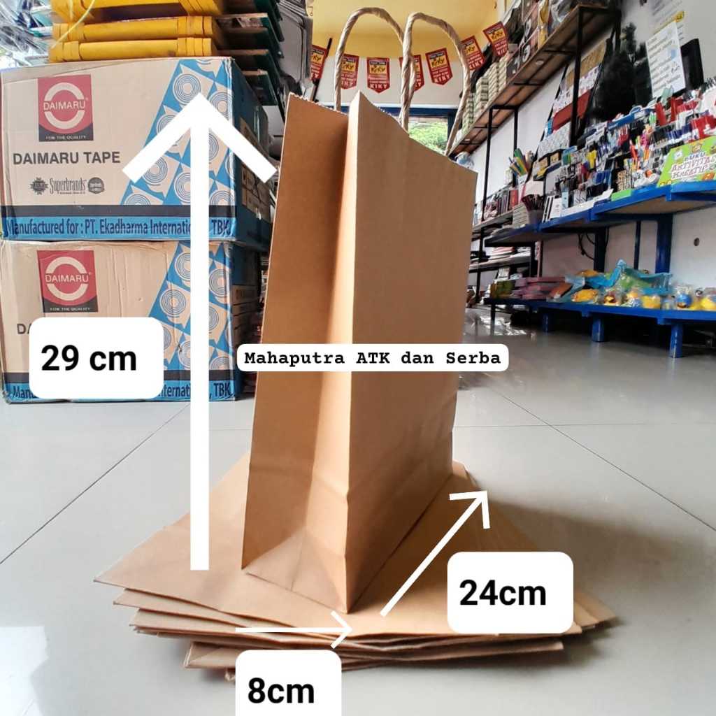 

1 pak isi 10 Paper Bag TEBAL Shopping Bag Tas Kertas Polos Ukuran 24 x 8 x 29
