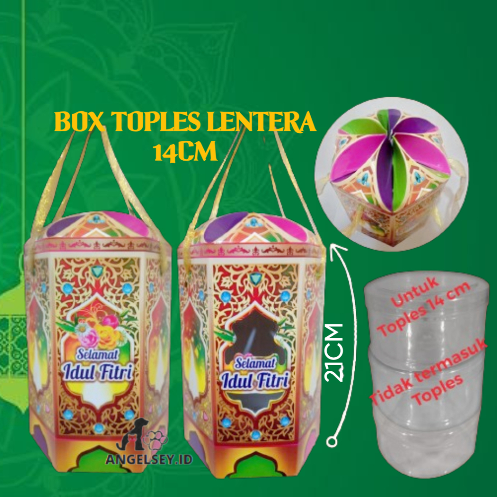 

Box Lentera Toples Tenteng Kue Kering Lebaran Idul Fitri ISI / Box Hempers Isi 12pc (1 lusin)