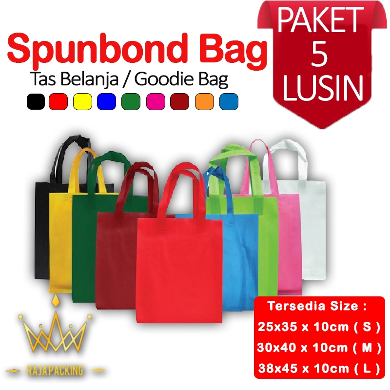 

Spunbond Goodie Bag Tas Belanja Model Tali Handle Kantong Kain all warna 5 LUSIN