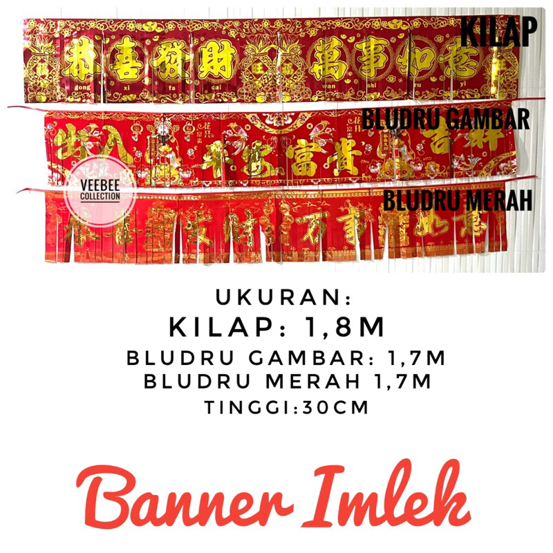 Banner Bludru Kilap Imlek/ hiasan pintu dinding imlek