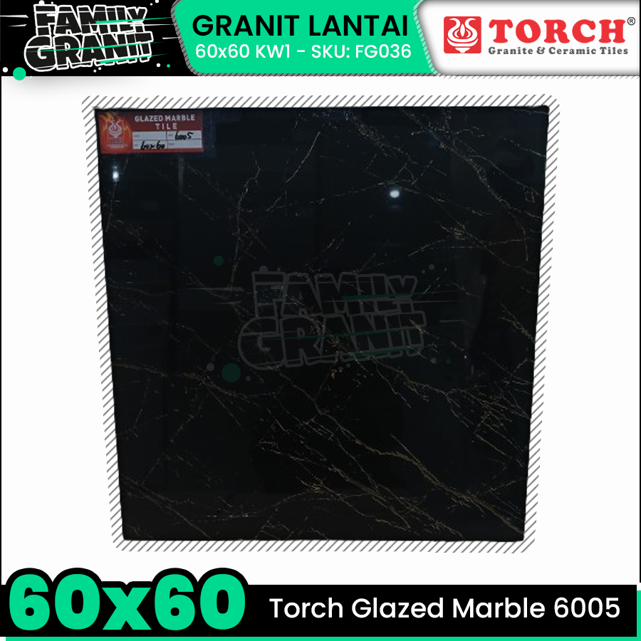 Granit 60x60 Hitam Lantai Motif Marmer Torch Marble 6005 Glossy KW1