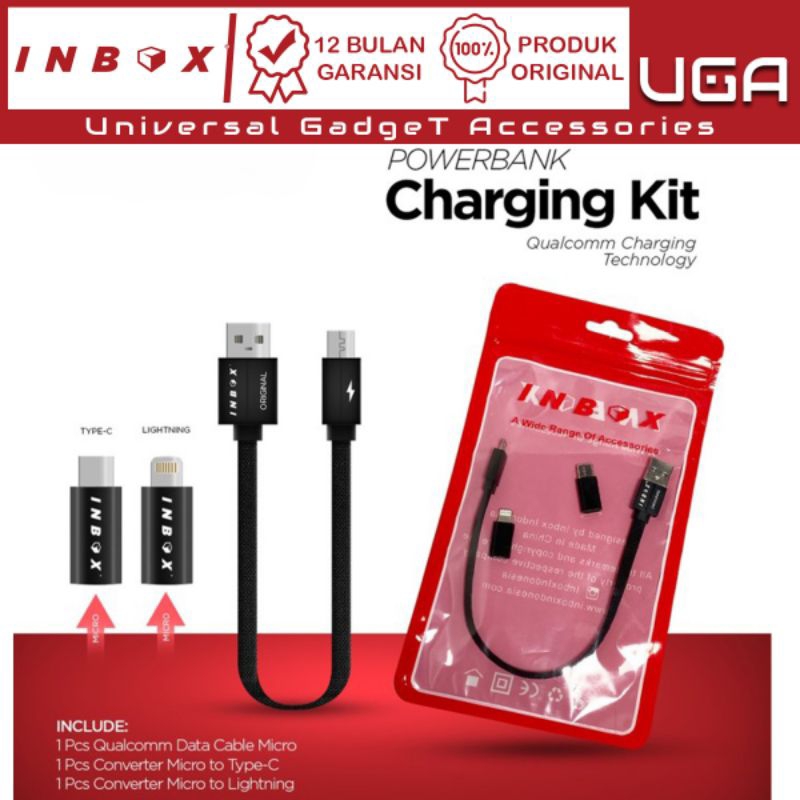 Converter INBOX Powerbank Charging Kit Data Cable Micro to Typec Iphone Original